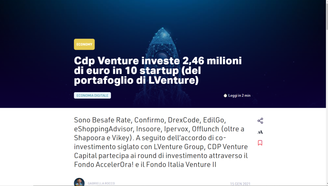 Round di investimenti di CDP Venture Capital